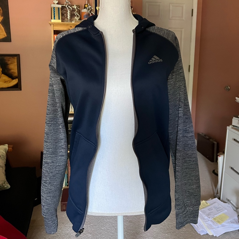 Mens Adidas navy blue hooded jacket